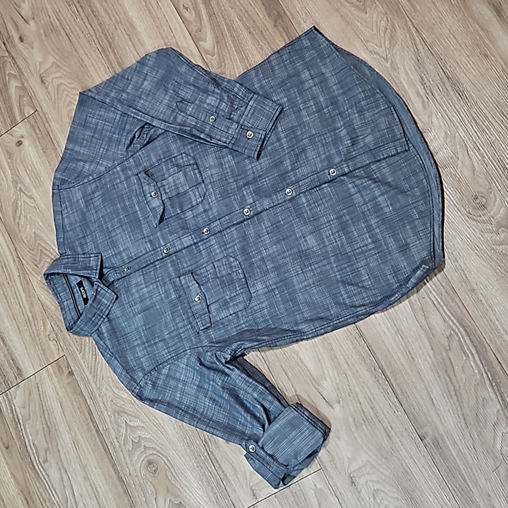 Alfani Regular Fit Long Sleeve Button Up Blue Shirt Men's Medium - Picture 4 of 13